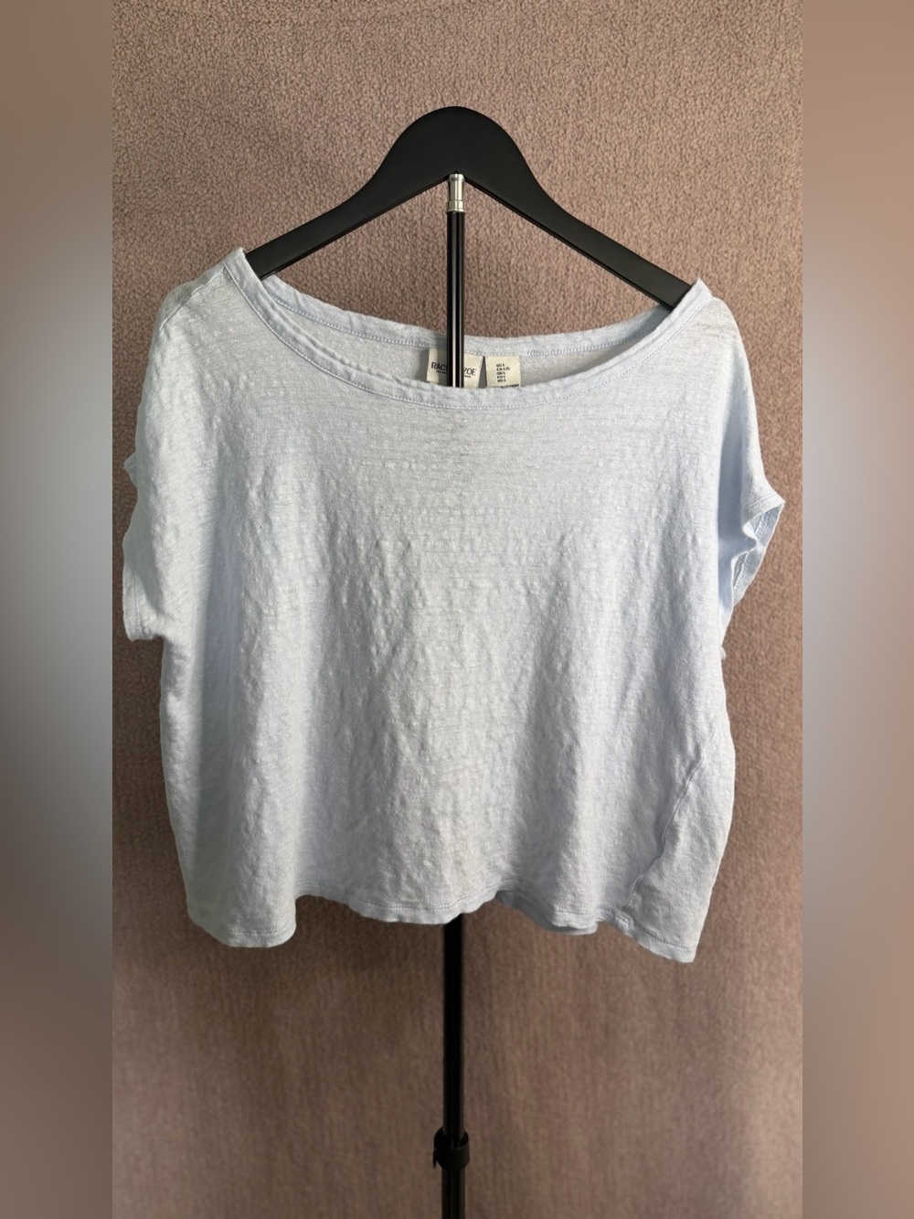 Rachel Zoe 100% Linen Blue Boxy Short Sleeve Top L